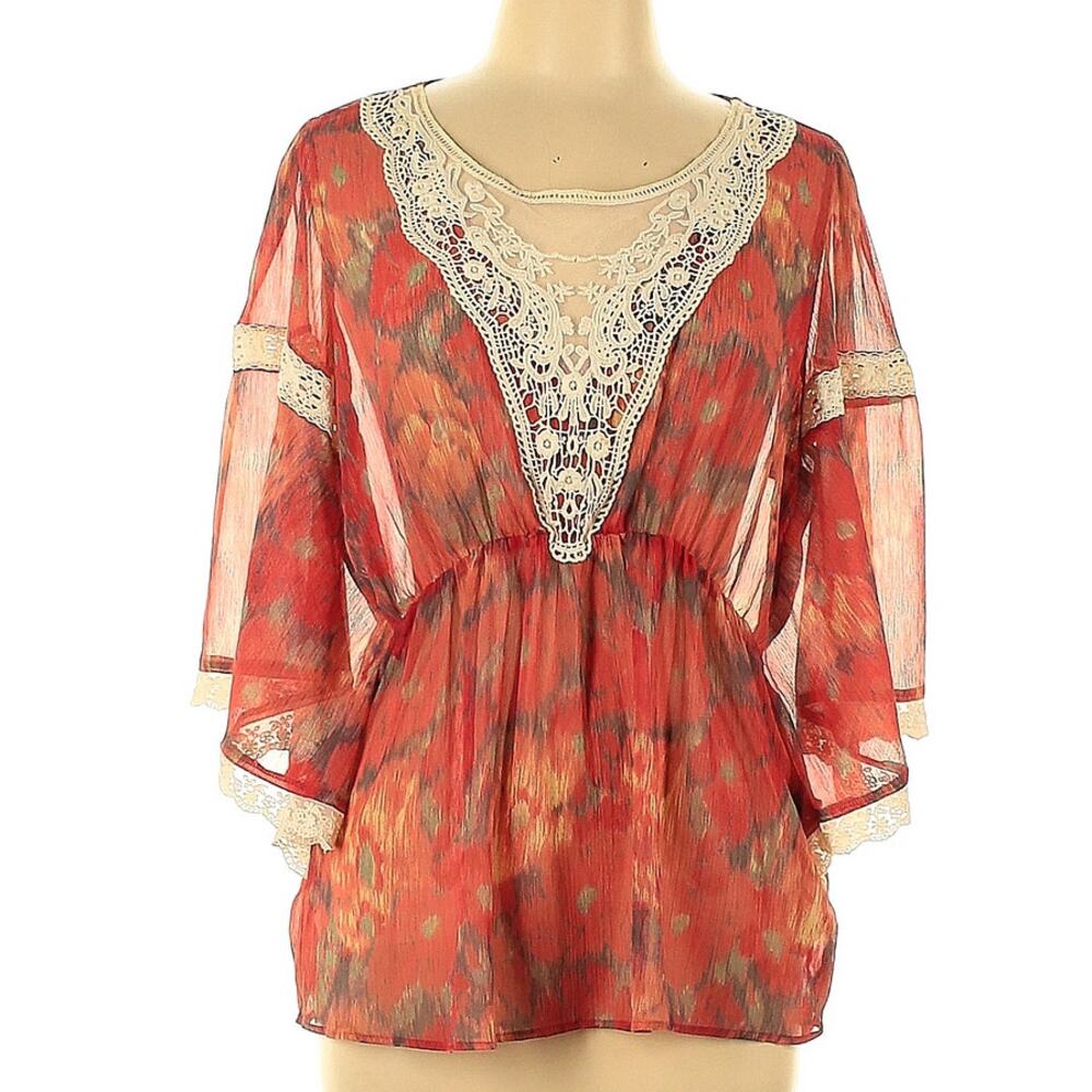 Free People floral blouse red L